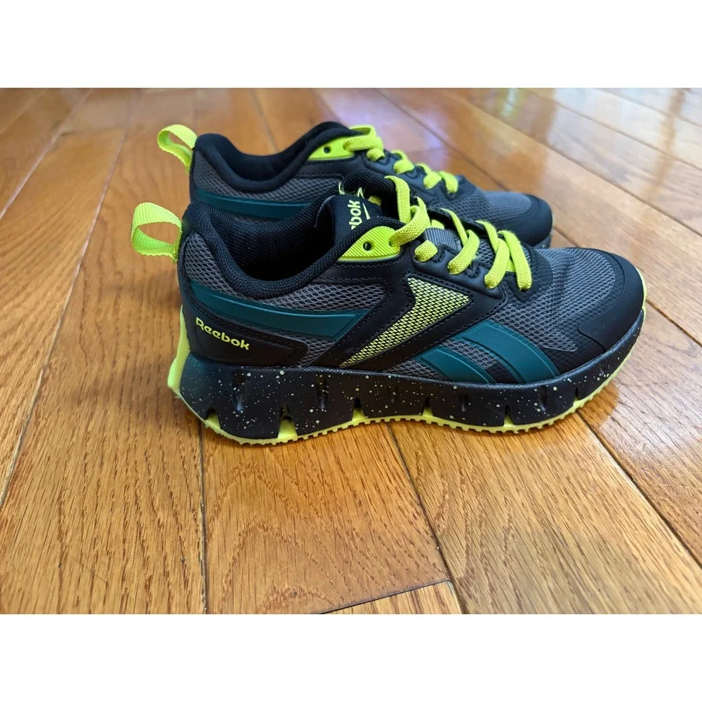 Reebok Zig Dynamica 2.0 Kids Sneakers Black Neon Lime GM729 Size 13K
